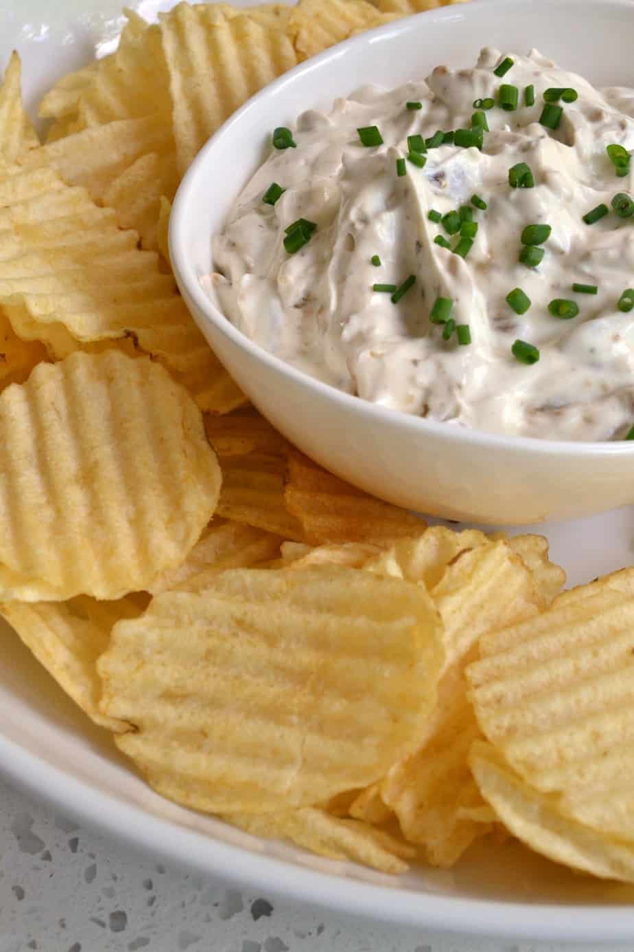 This crowd loving French Onion Dip is made with sweet caramelized onions, sour cream, mayonnaise and a few pantry spices.