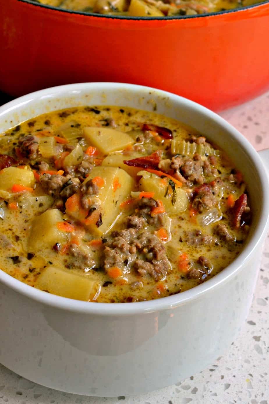 This delectable Cheeseburger Soup brings all the wonderful savory flavors of cheeseburgers together in a creamy cheesy soup.