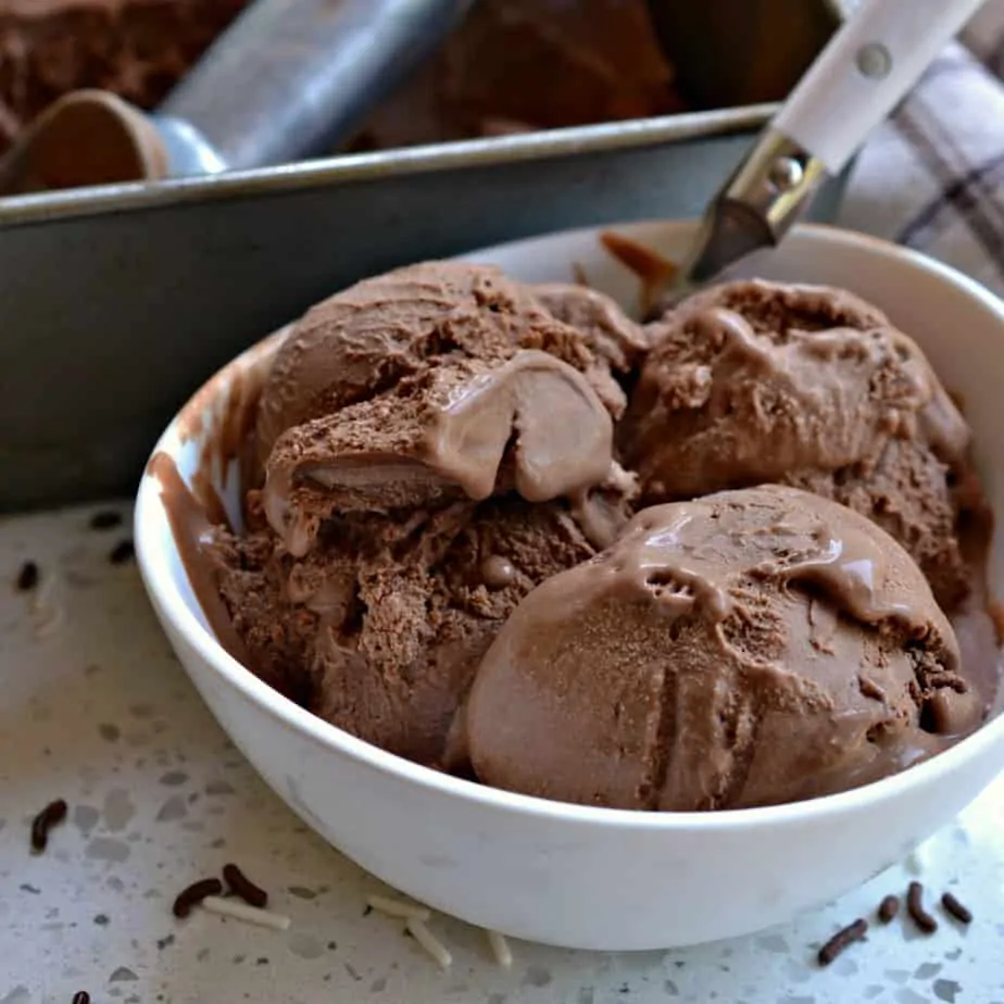  This delectable rich Chocolate Ice Cream is a summer classic that is made with eggs creating a rich custard texture.