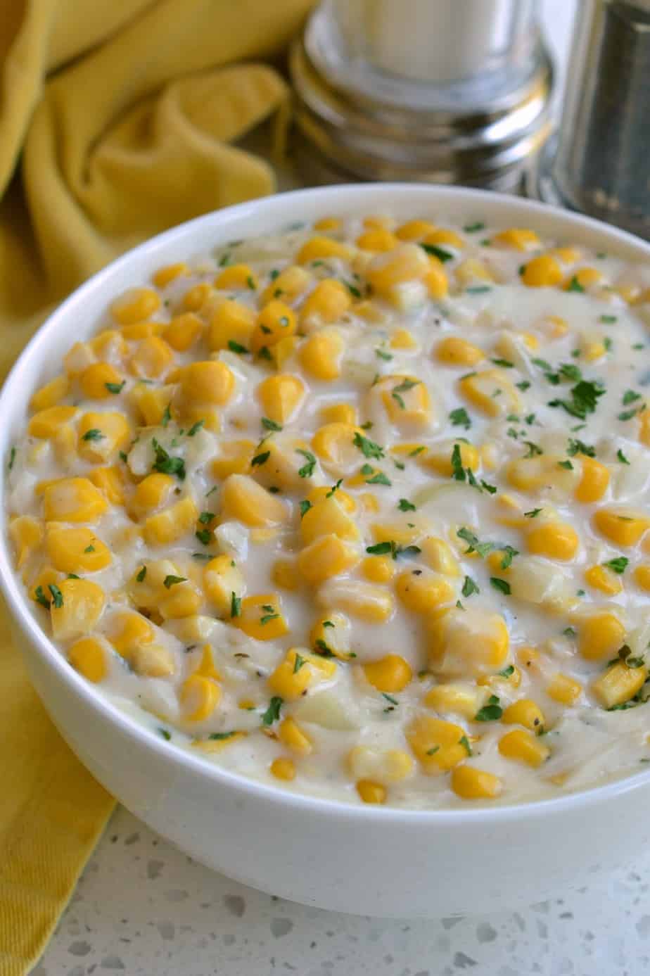 Creamed Corn is fresh sun ripened corn in a smooth homemade cream sauce.