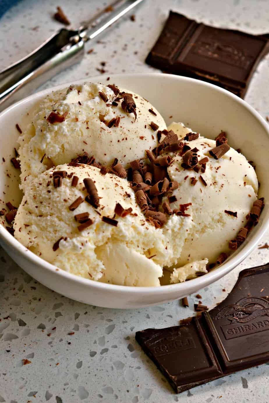 This four ingredient Vanilla Ice cream is the absolute easiest and creamiest.