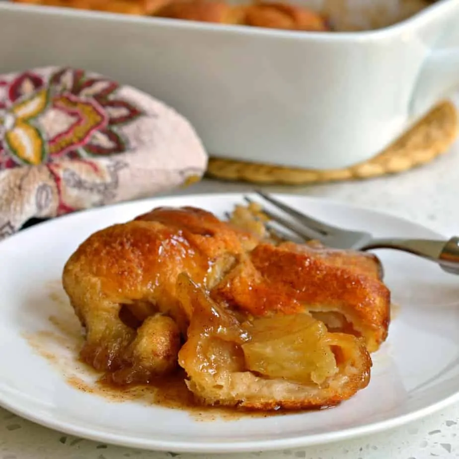 Apple Dumplings are made easy using ready made crescent rolls and a little more than a handful of common pantry ingredients.