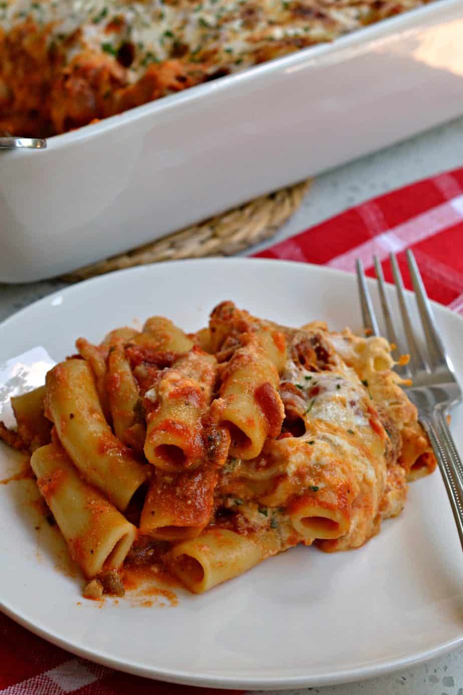 Baked Ziti with Italian Sausage and Ricotta Cheese | Small Town Woman