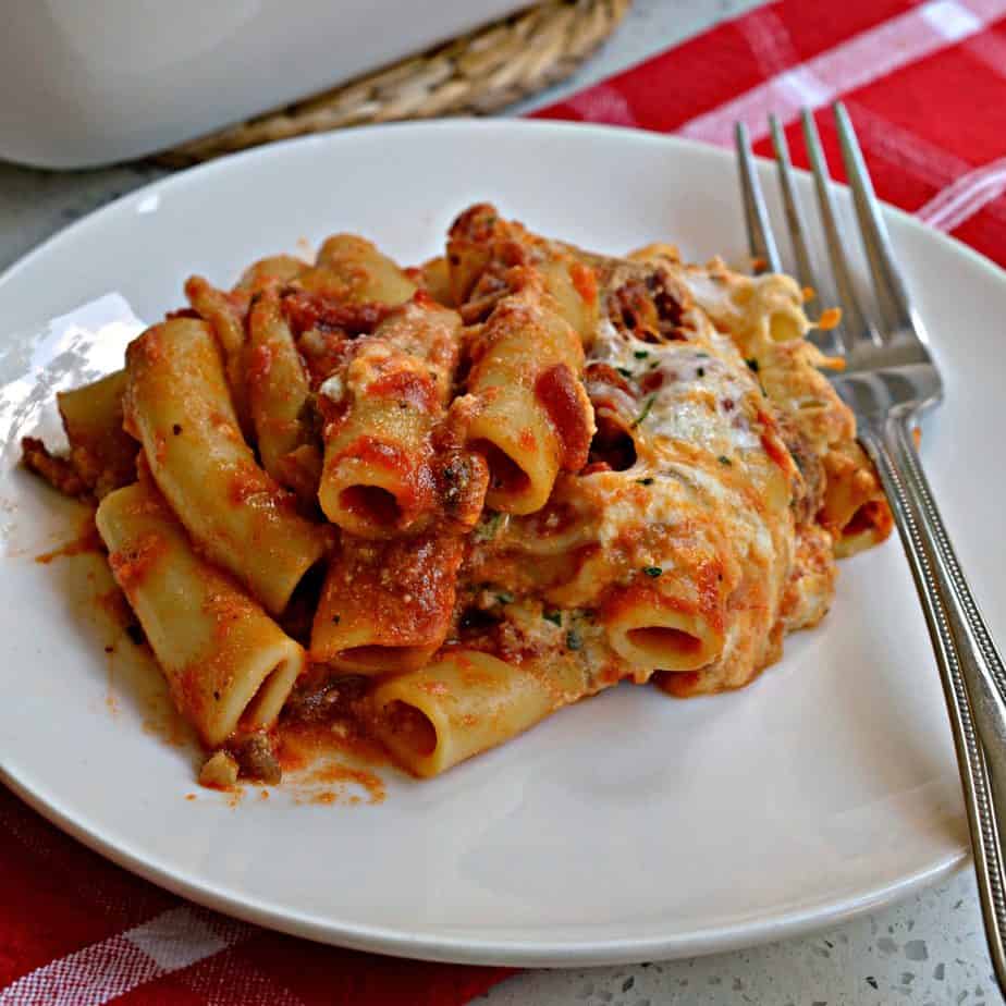 Baked Ziti with Italian Sausage and Ricotta Cheese Small Town Woman