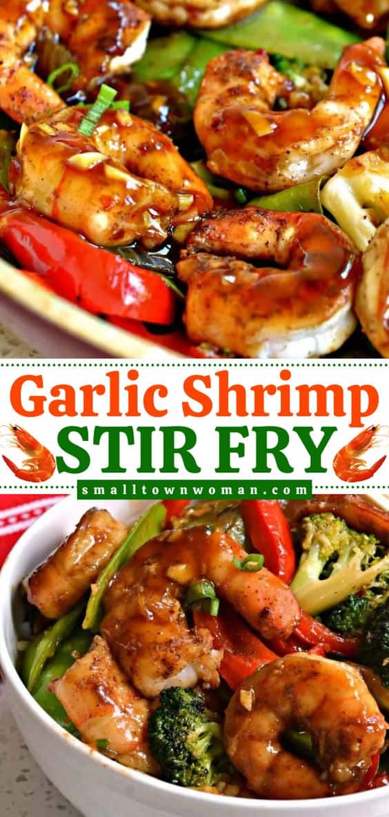 Easy Garlic Shrimp Stir Fry Recipe | Small Town Woman