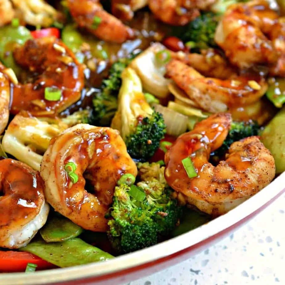 This easy Garlic Shrimp Stir Fry is delicious served over rice or zucchini noodles. 