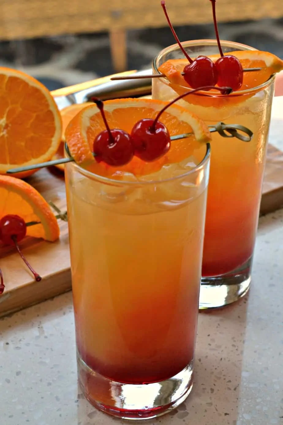 Tequila Sunrise cocktail is my go to summer cocktail because it is so incredibly quick and refreshing. 