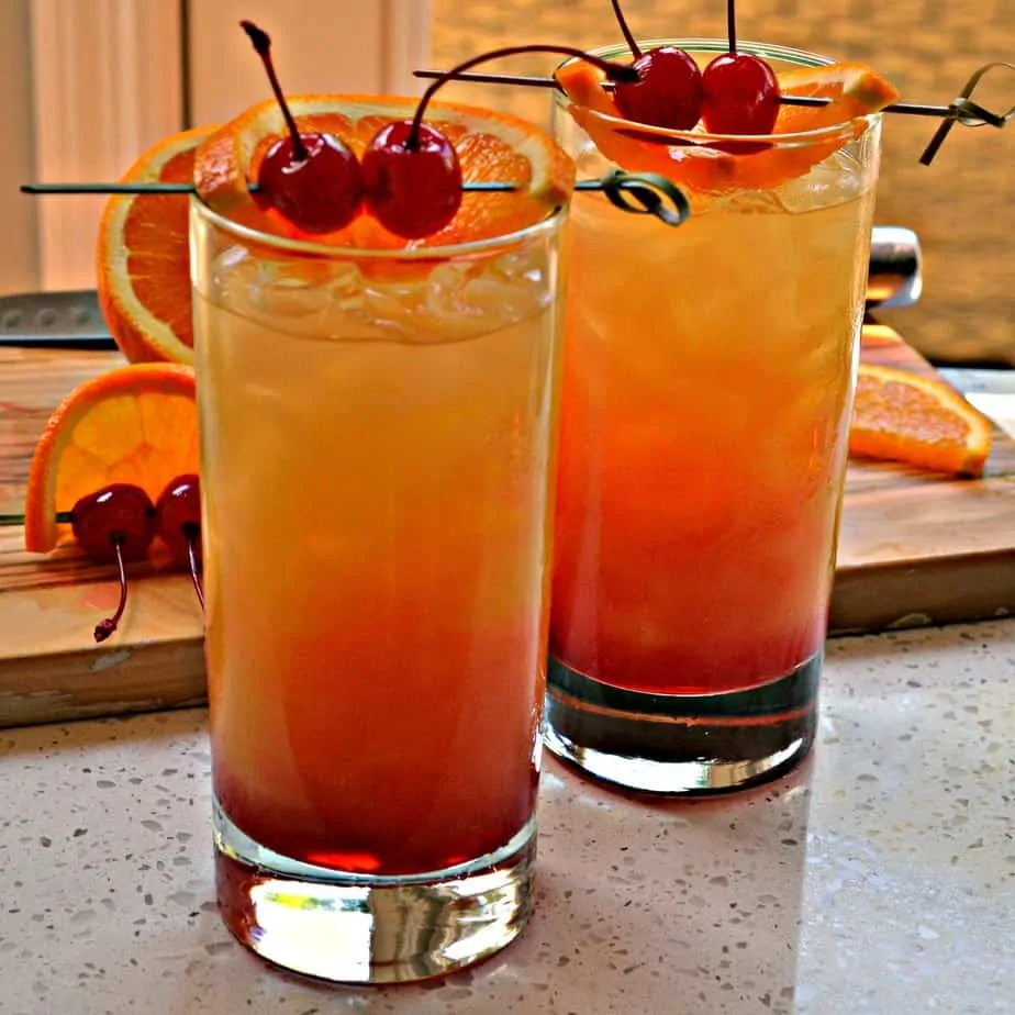 Impress your family and friends with this quick, easy refreshing Tequila Sunrise drink.