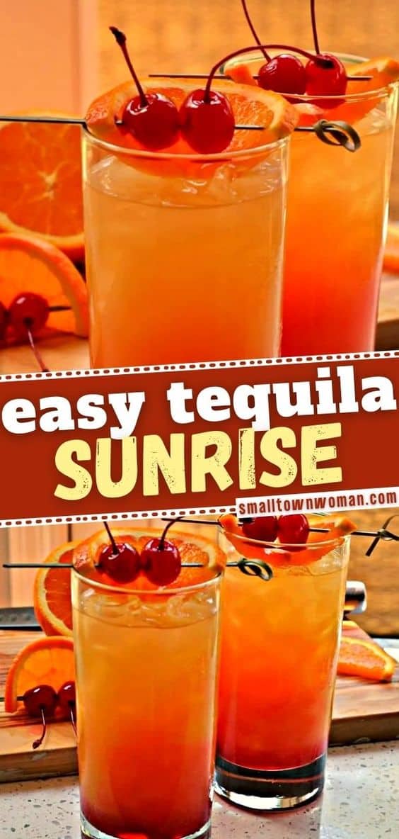 Tequila Sunrise (an easy three ingredient refreshing cocktail)