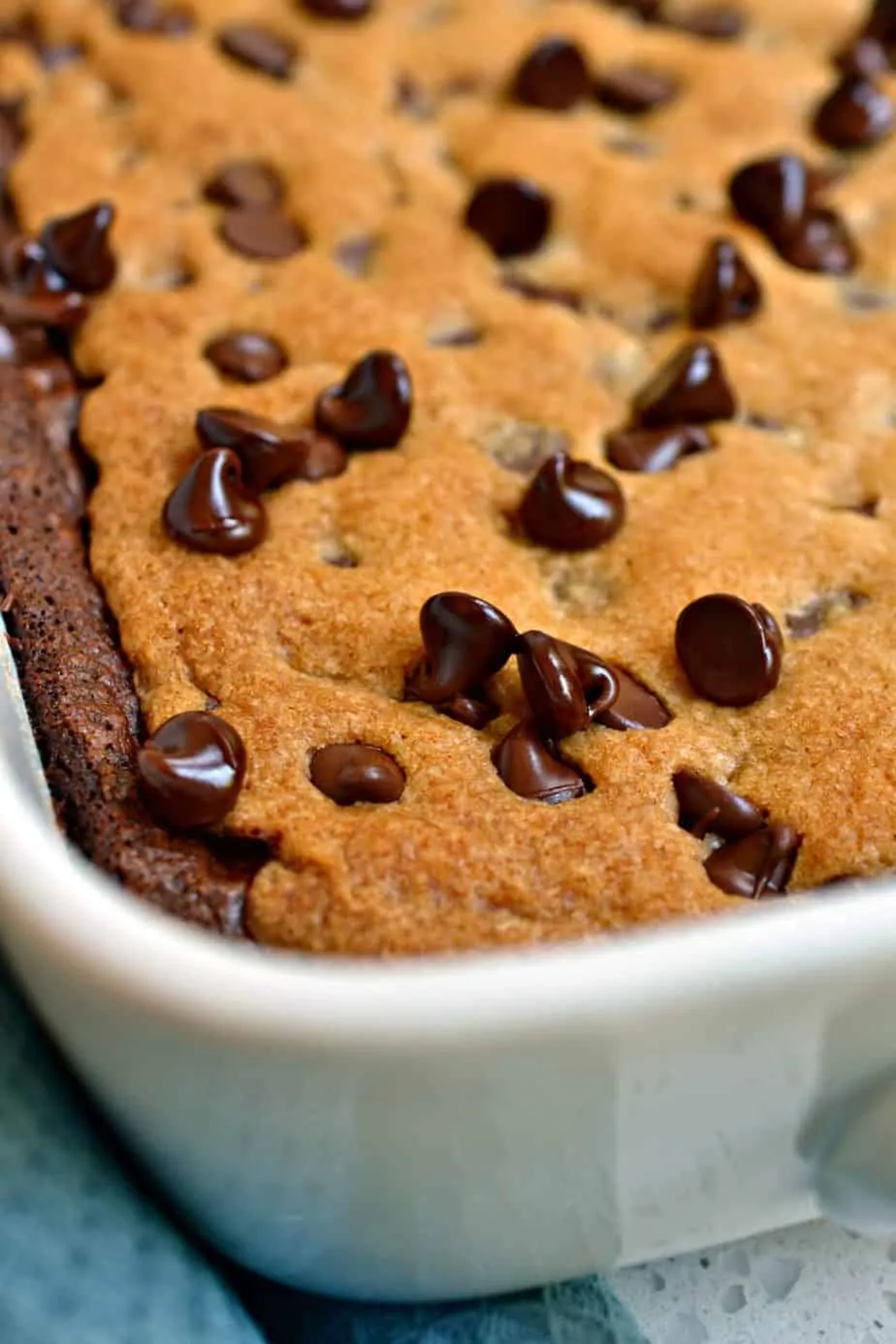 Scrumptious Brookies bring the best of both worlds together with a fudge brownie bottom and a chocolate chip cookie top.