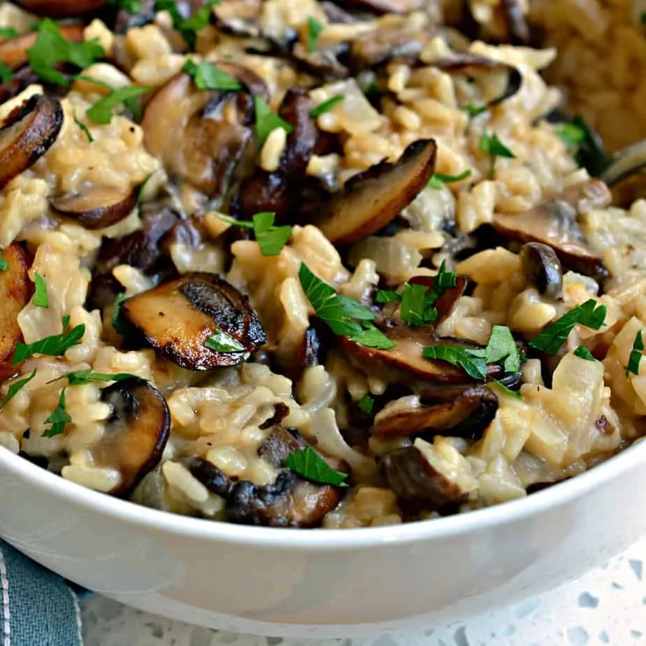 This delicious mushroom risotto goes with beef, chicken, pork or fish. 