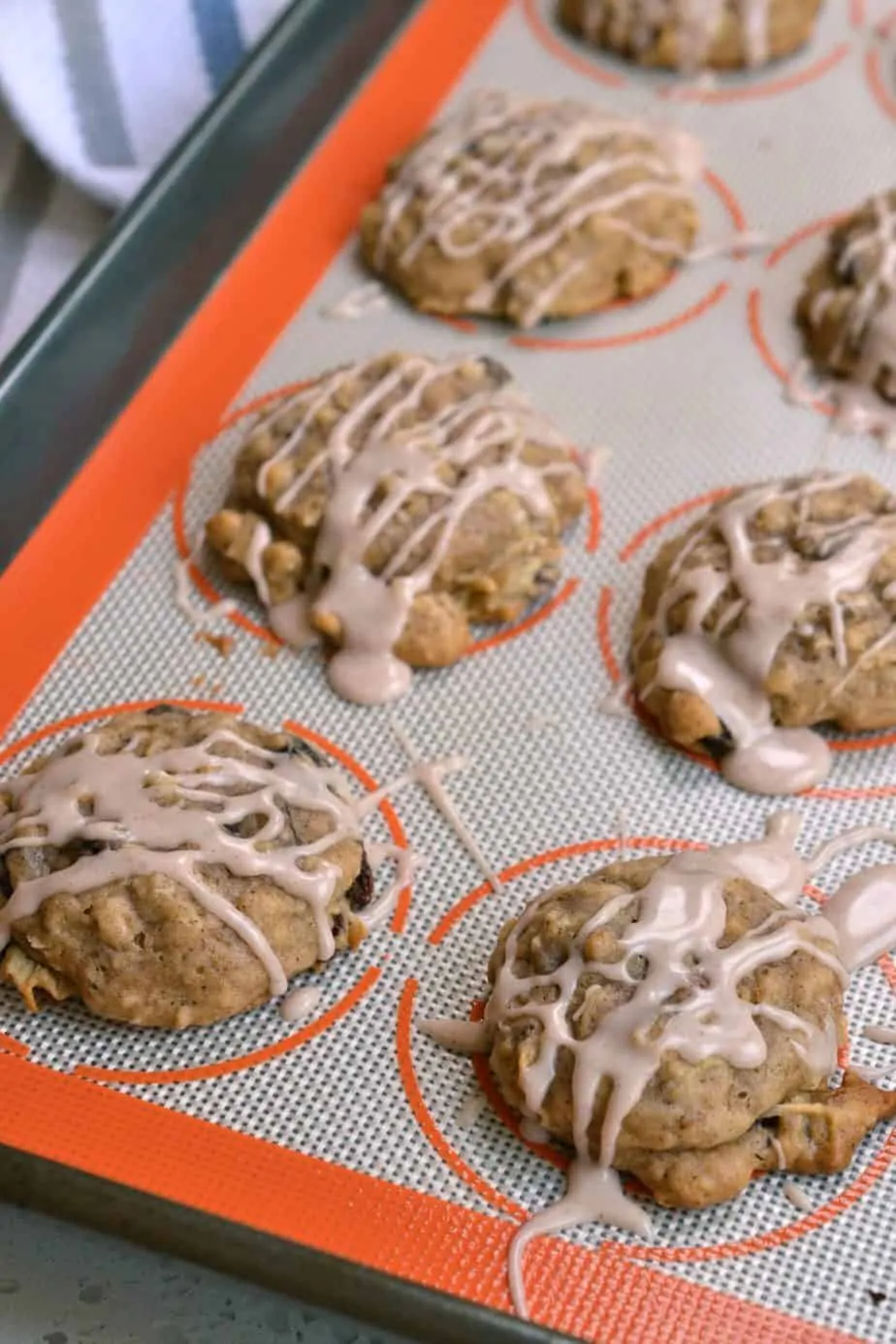 Delectable soft cinnamon spice Apple Cookies that are like little apple cakes drizzled with a sweet cinnamon glaze.