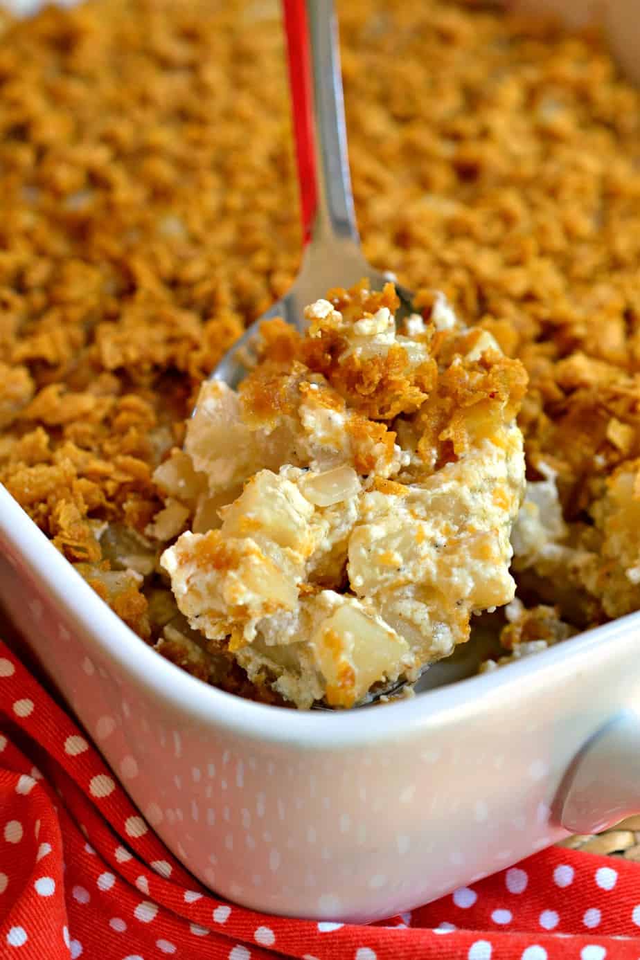 Bake a batch of these Funeral Potatoes and take them to your next potluck or family reunion.