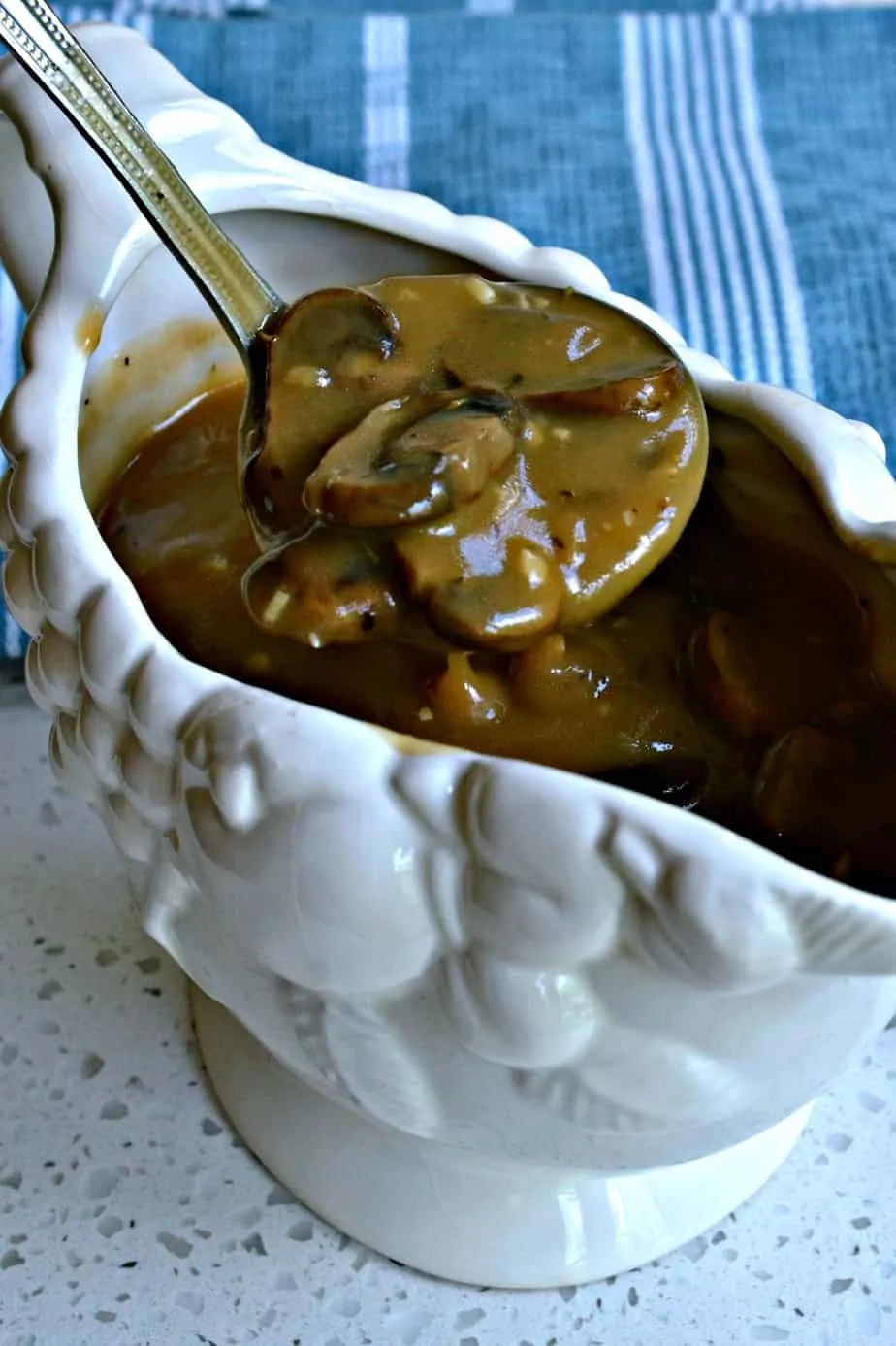 I love to serve this mushroom gravy over meatloat, steak, pork chops, mashed potatoes, biscuits, or egg noodles. 