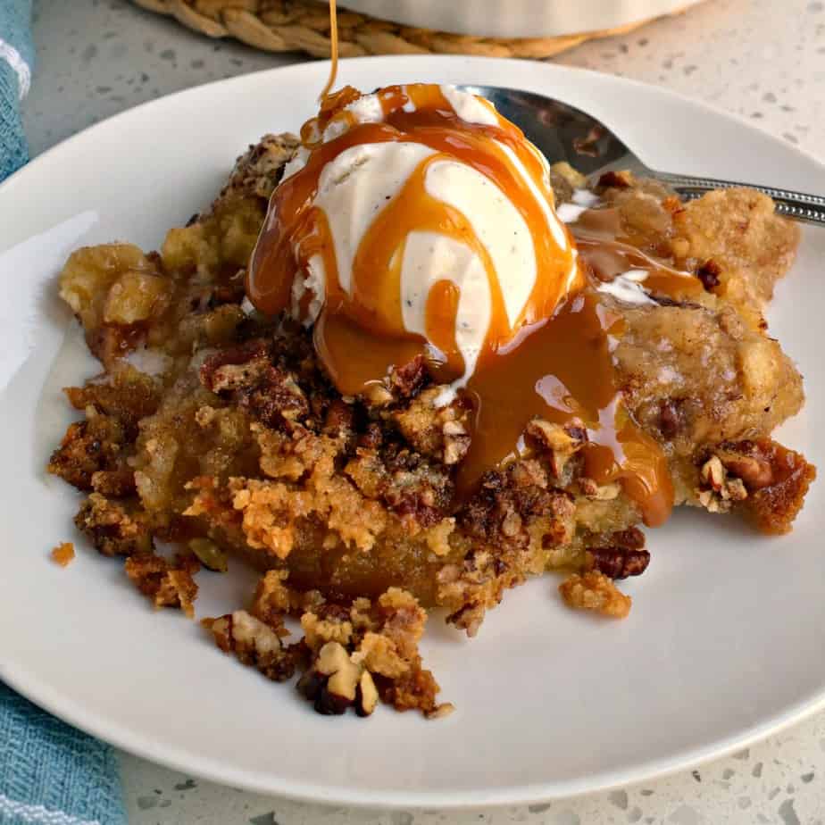 For an over the top dessert serve Apple Dump Cake a la mode with warm caramel sauce.