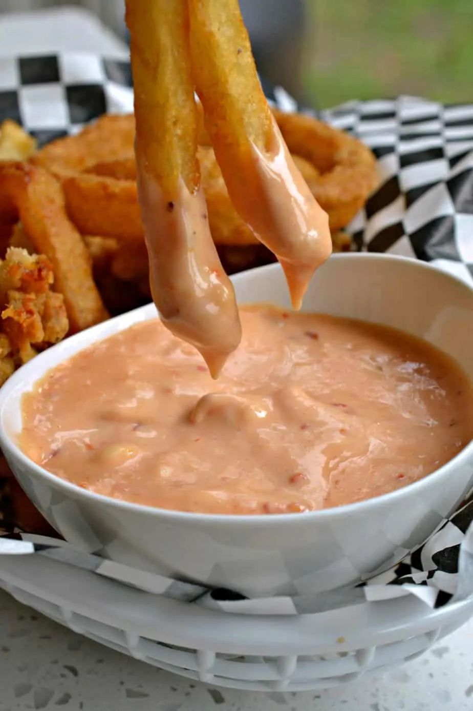 Boom Boom Sauce is a slightly spicy slightly sweet mayonnaise based chili sauce.