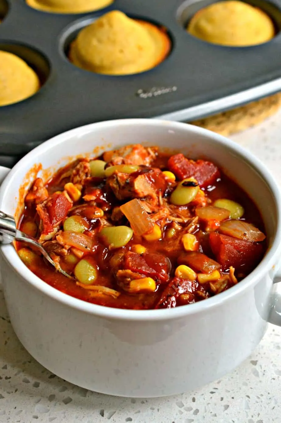 Brunswick Stew has a tangy sweet broth seasoned with barbecue sauce and a perfect blend of spices.