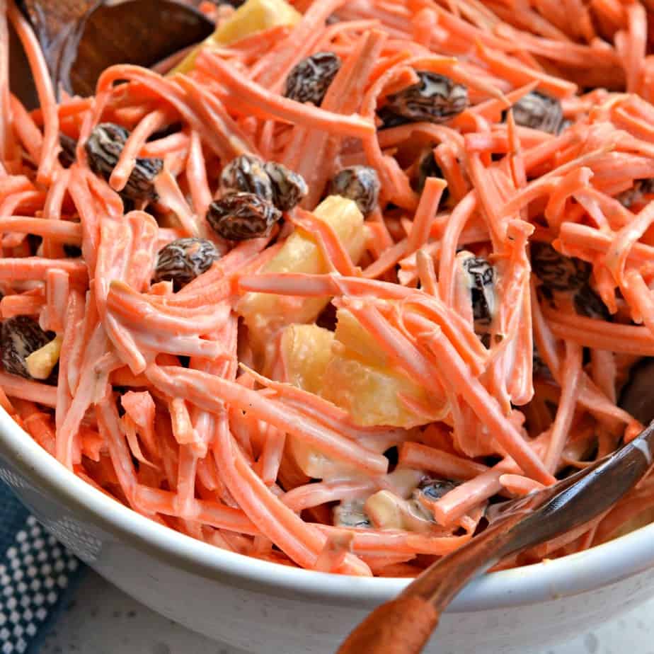 This carrot raisin salad is full of only all natural wholesome ingredients including honey instead of refined sugar. 