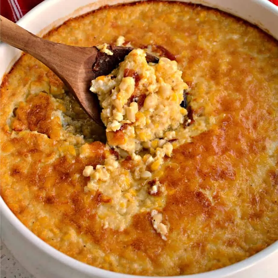 With less than ten minutes prep time you will appreciate the time savings on this delicious corn pudding.