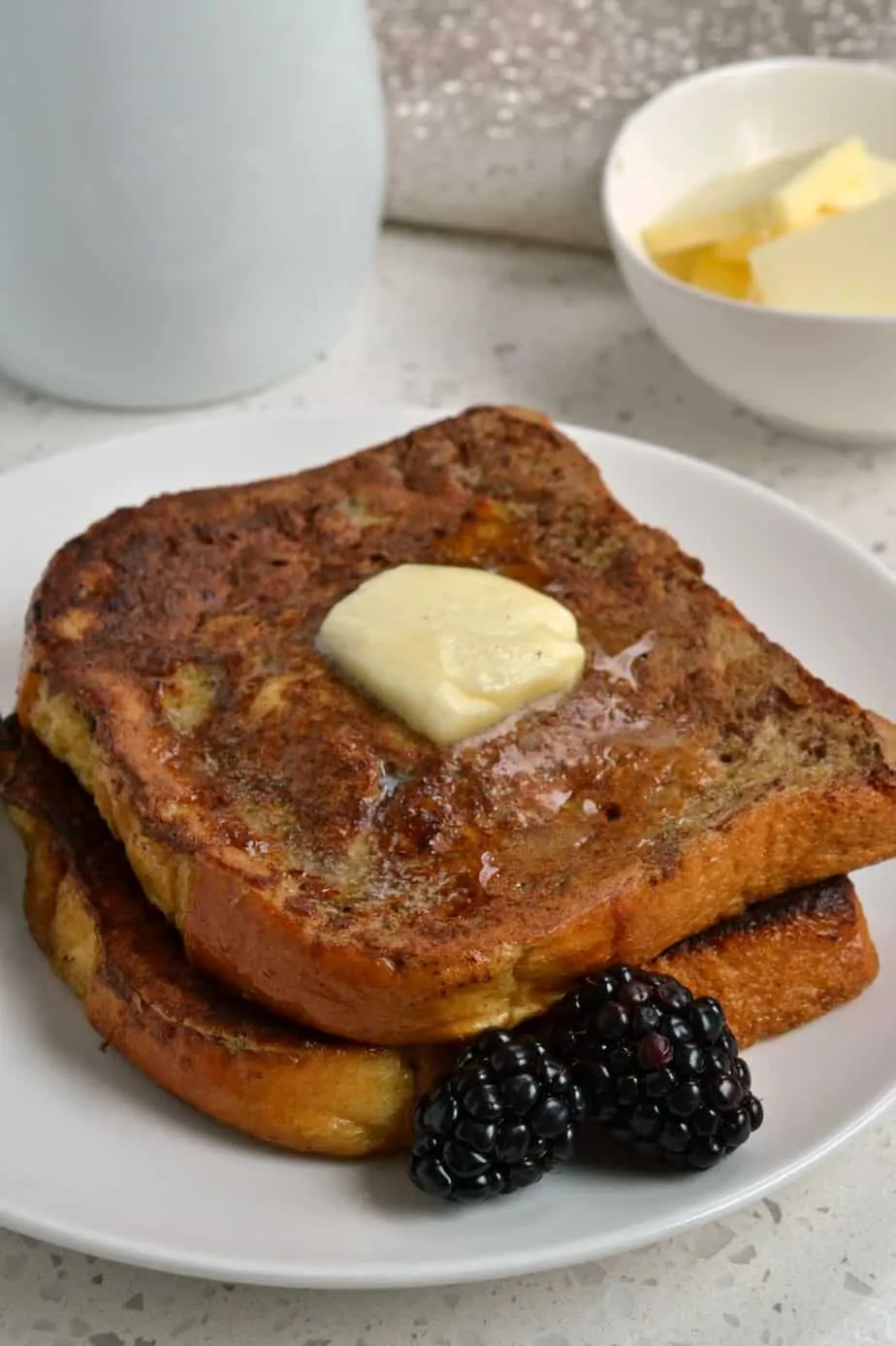 This family favorite French Toast recipe comes together in less than fifteen minutes making it the ideal comfort breakfast.