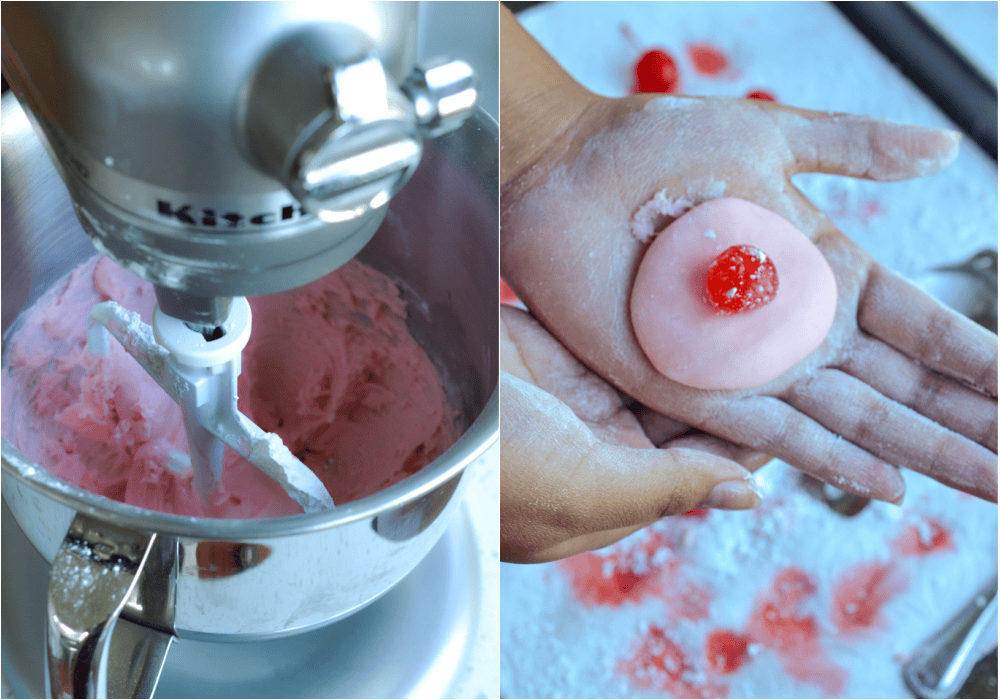 Some of the steps to making chocolate covered cherries. Using a stand mixer or hand mixer, beat the butter, powdered sugar, and maraschino cherry juice until the mixture pulls away from the side. 

Refrigerate the mixture for 30 minutes. Roll the mixture into almost 1-inch balls and flatten them with the palms of your hands. Add a cherry to the center,