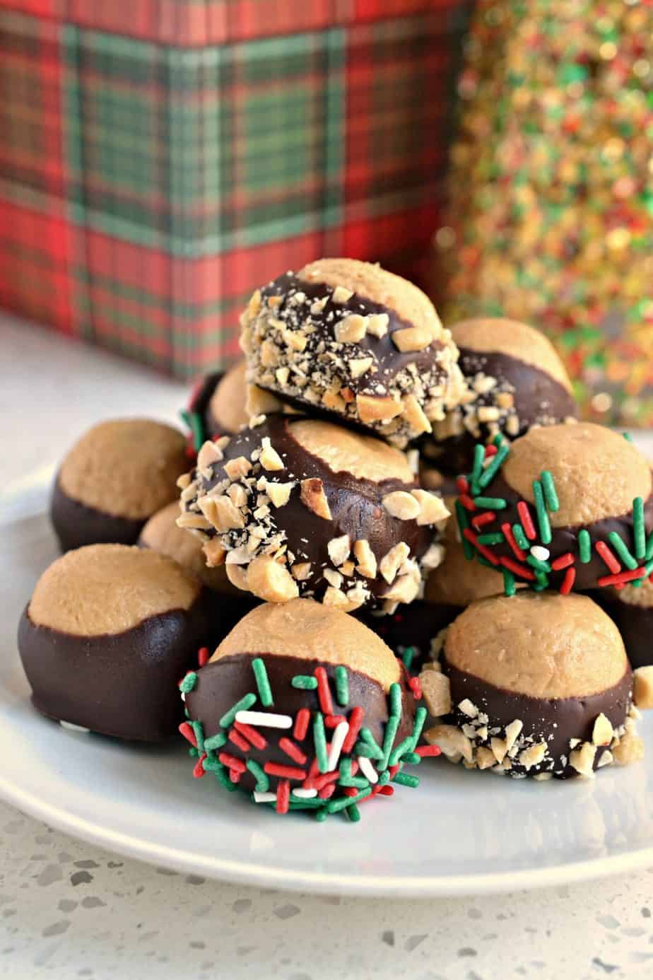 These scrumptious Buckeye Balls are creamy buttery peanut butter balls dipped in chocolate. 