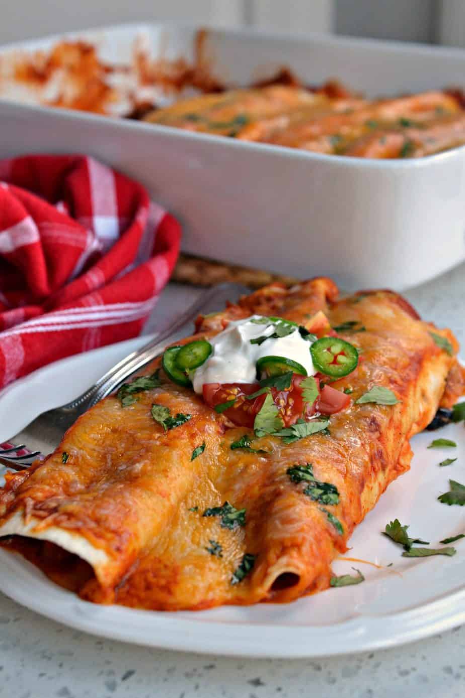 Easy Chicken Enchiladas made with Rotisserie Chicken