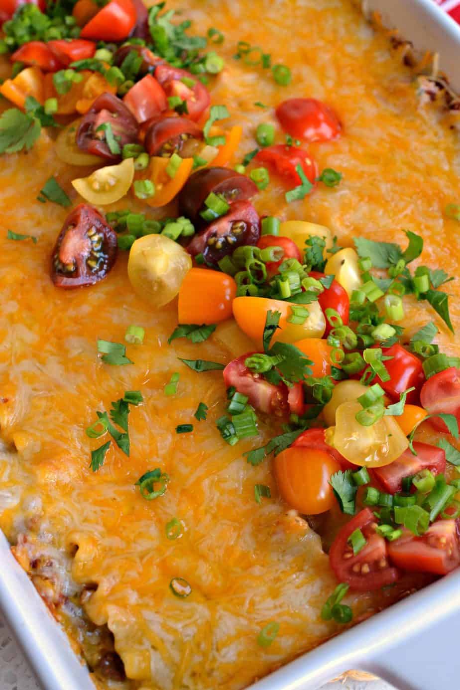 Flavor packed Mexican Lasagna is sure to please. 