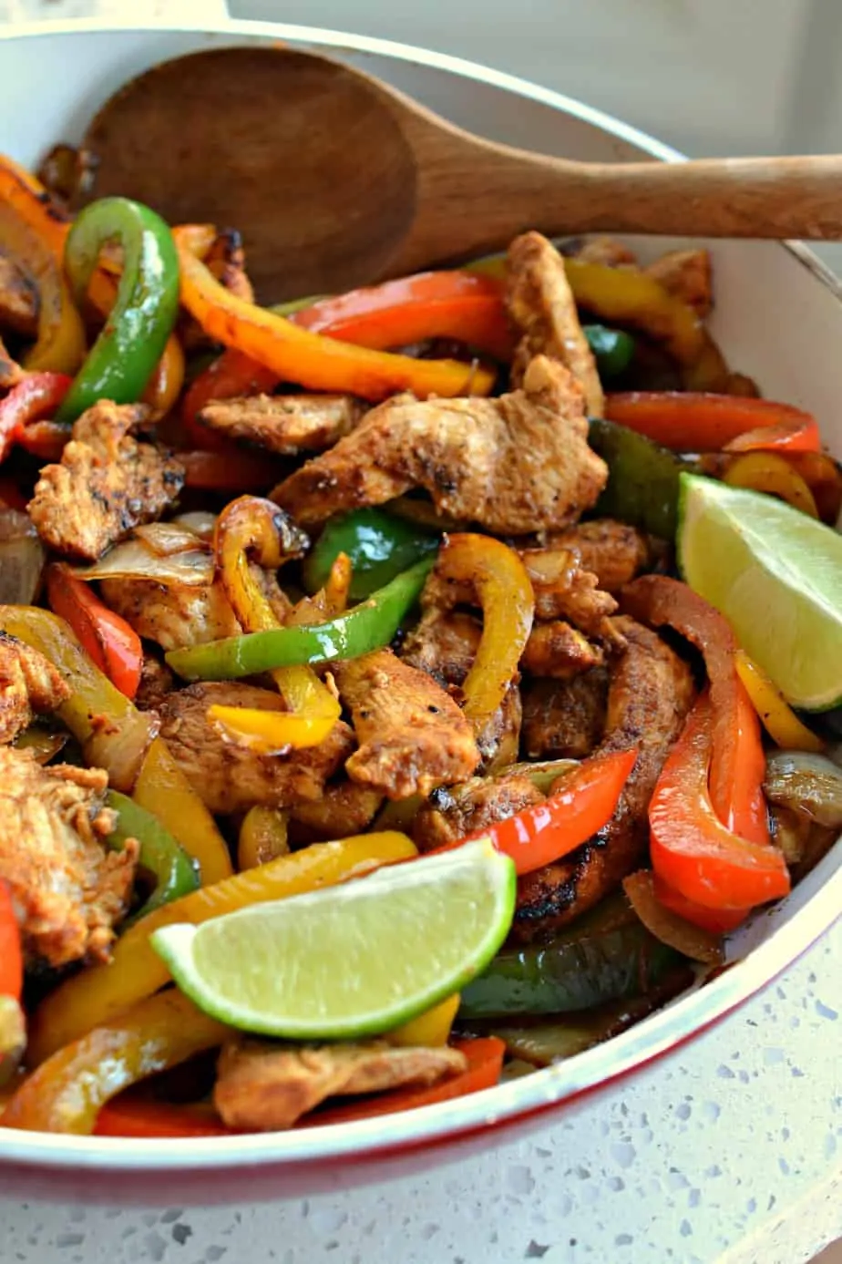 These Easy Chicken Fajitas are bursting with plenty of flavor from chili powder, garlic, smoked paprika and cumin, 