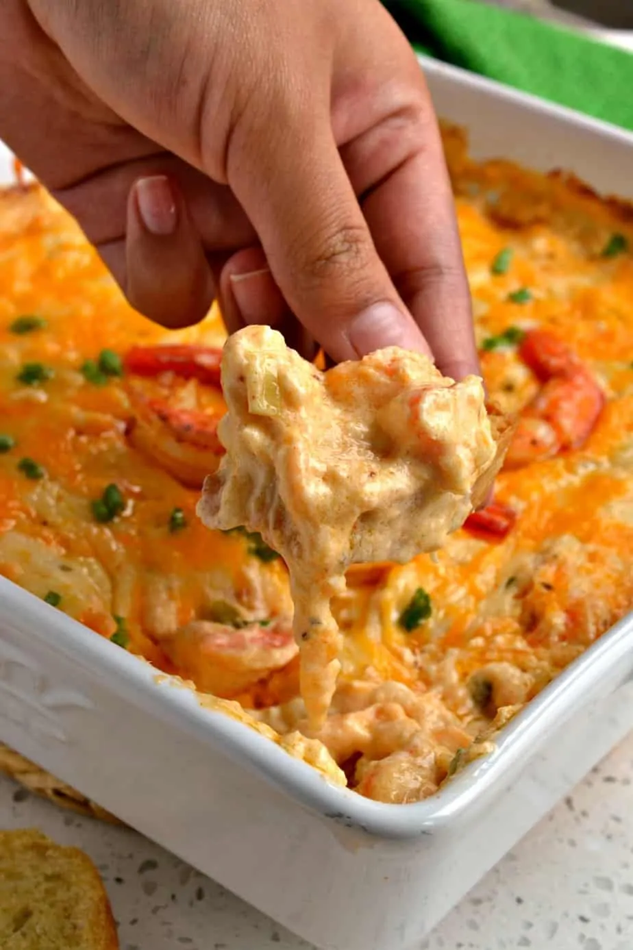 This mouthwatering good Shrimp Dip is creamy and cheesy with hints of smoky spice and big succulent pieces of shrimp.