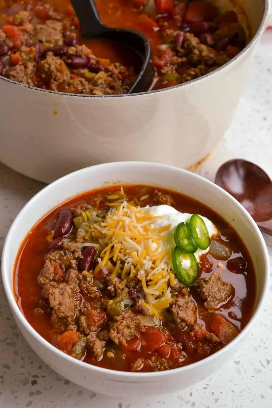 The Best Chili Recipe is the ultimate balance of spicy and thick with a touch of brown sugar sweetness.