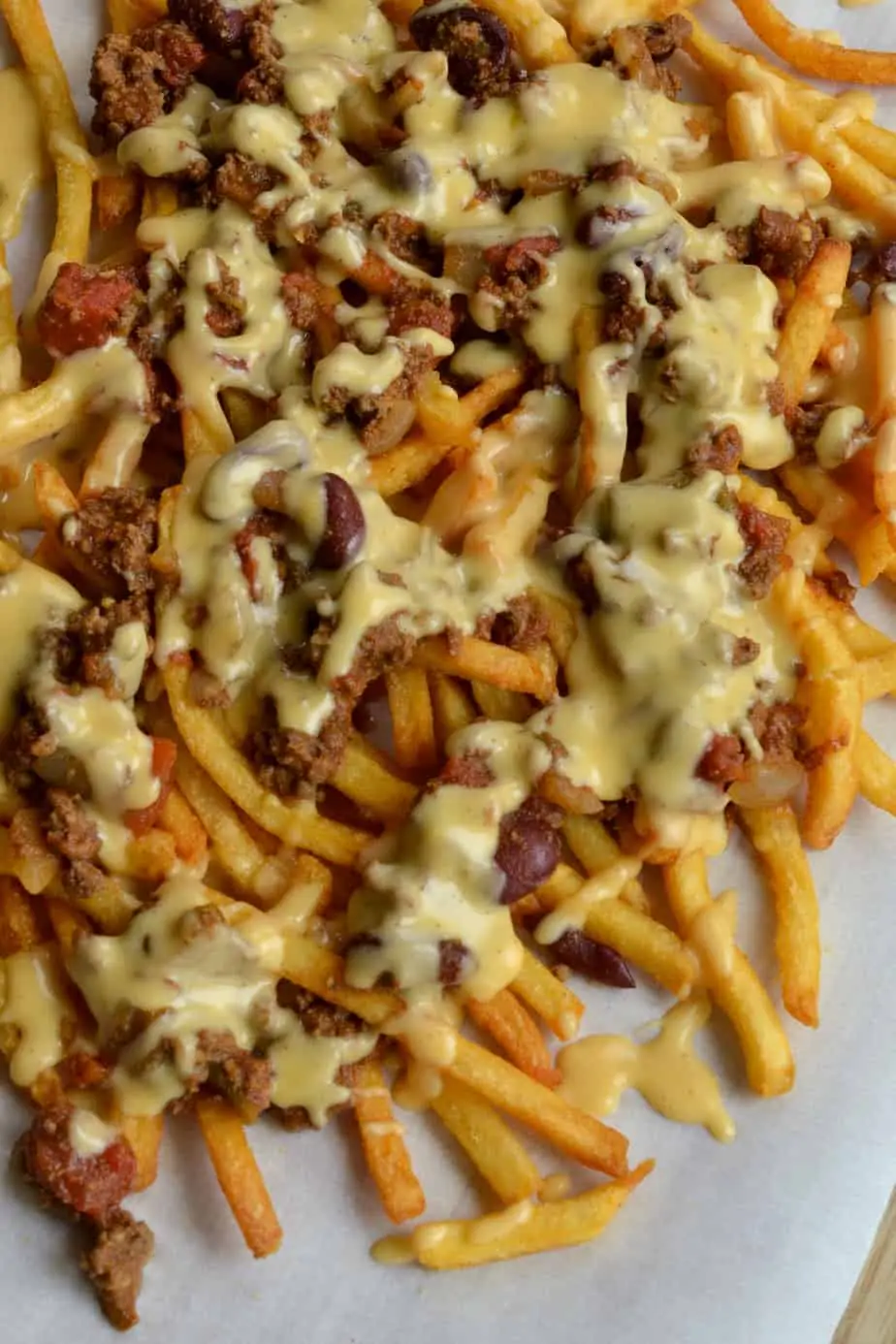 Chili Cheese Fries make the perfect football game and movie night munchies. 
