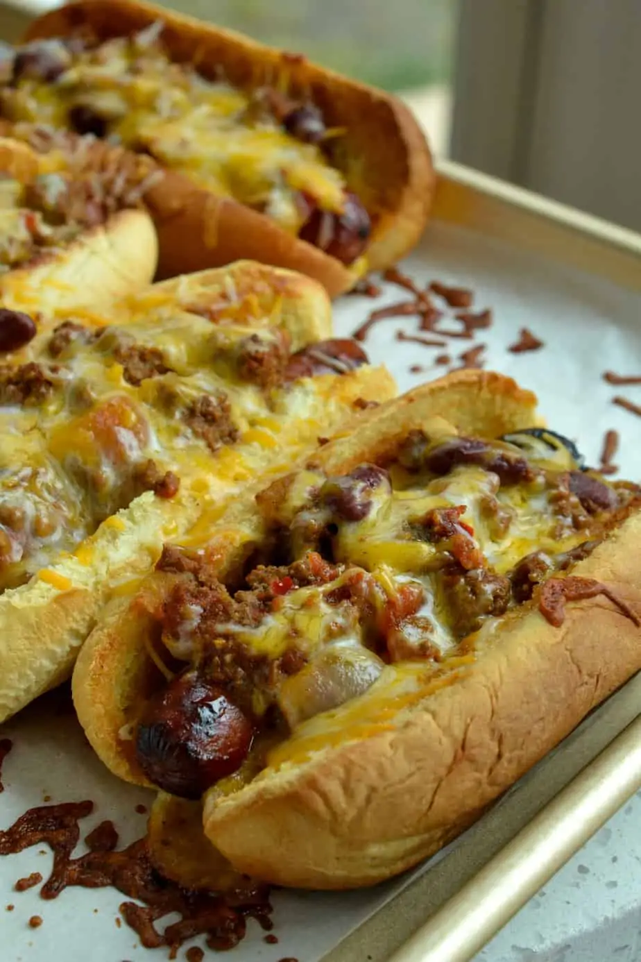 Whether you are feeding your immediate family or the whole football team these tasty Chili Cheese Dogs are sure to please. 