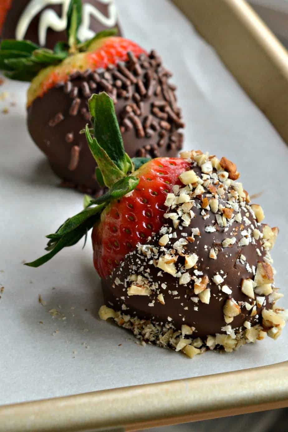 These gorgeous Chocolate Covered Strawberries will take your dessert trays over the top. 