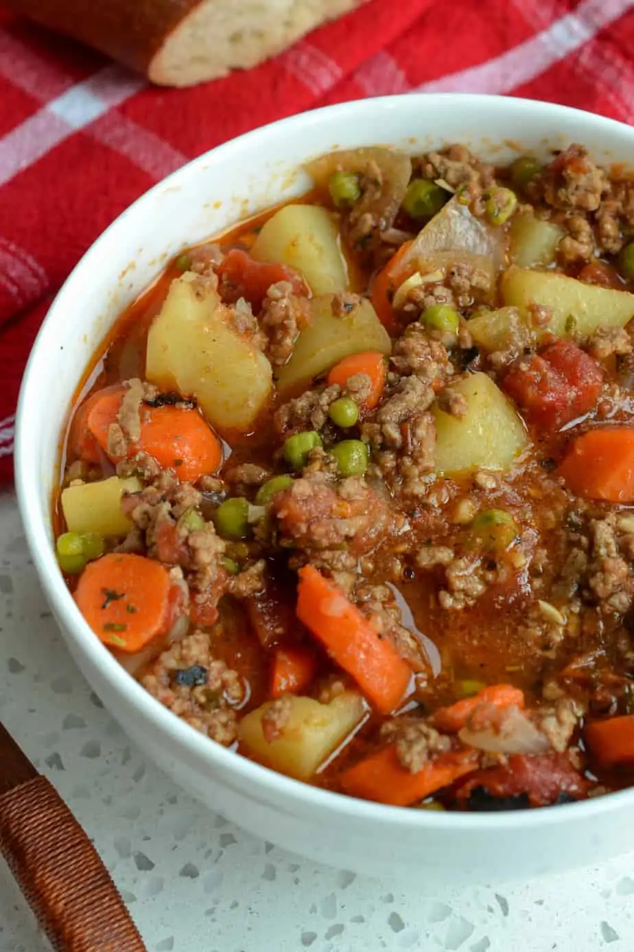 This fun and easy Hamburger Stew recipe comes together quite quickly making it doable for a weeknight meal. 