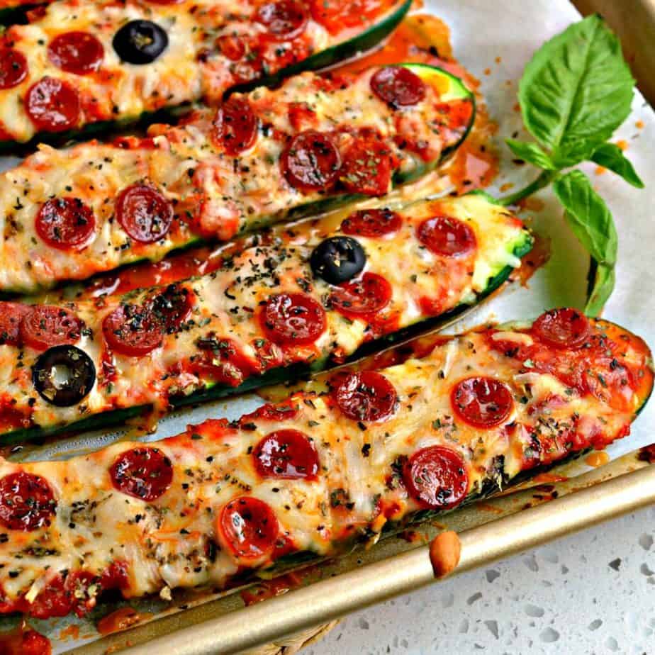 Pizza Stuffed Zucchini Boats