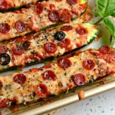 Pizza Stuffed Zucchini Boats-image