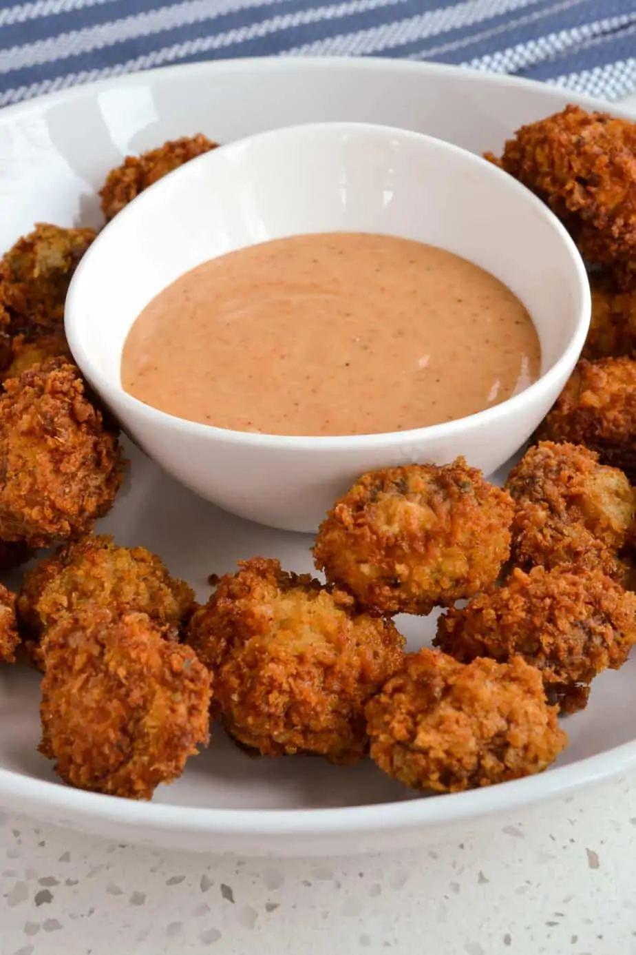 Golden fried panko breaded mushrooms