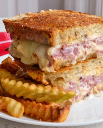 Reuben Sandwich and french fries