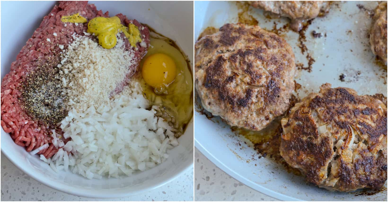 Mix the patty ingredients and form into hamburger shaped patties.