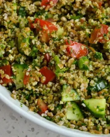 Mediterranean bulgur wheat salad with fresh herbs