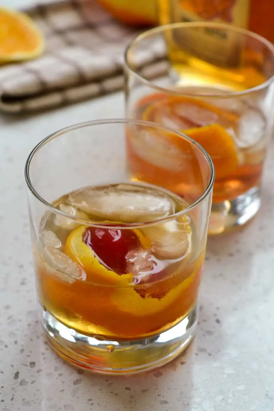 Glass of bourbon whiskey cocktail