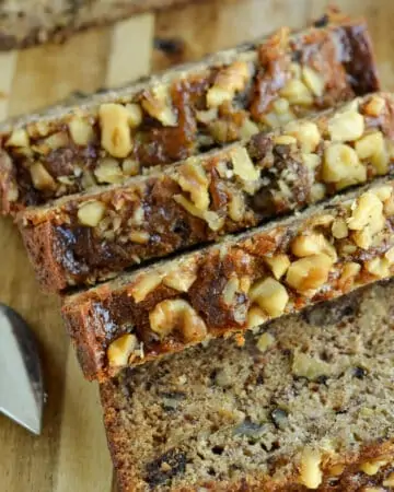 Slices of banana walnut bread