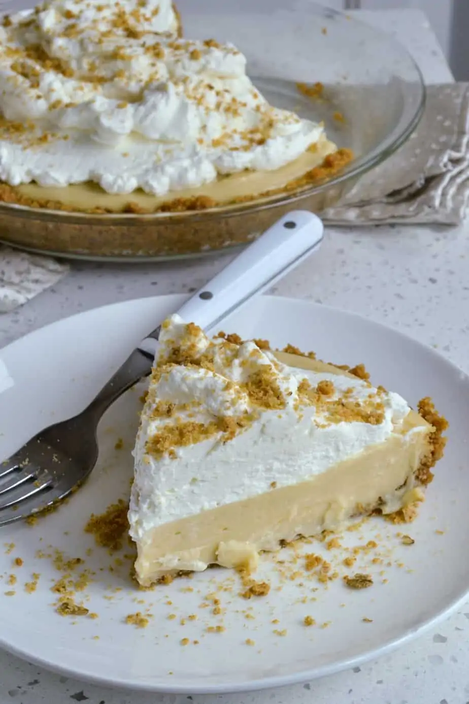 A piece of creamy butterscotch pie