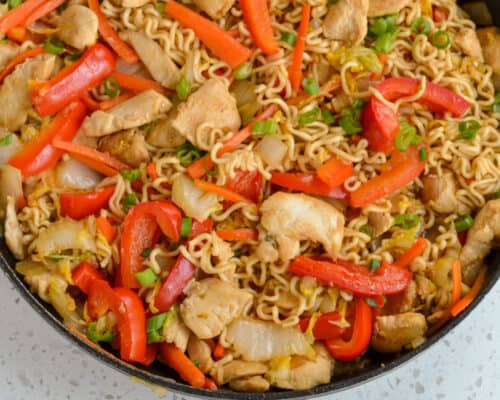 Chicken Yakisoba with Crisp Stir Fried Vegetables | Small Town Woman