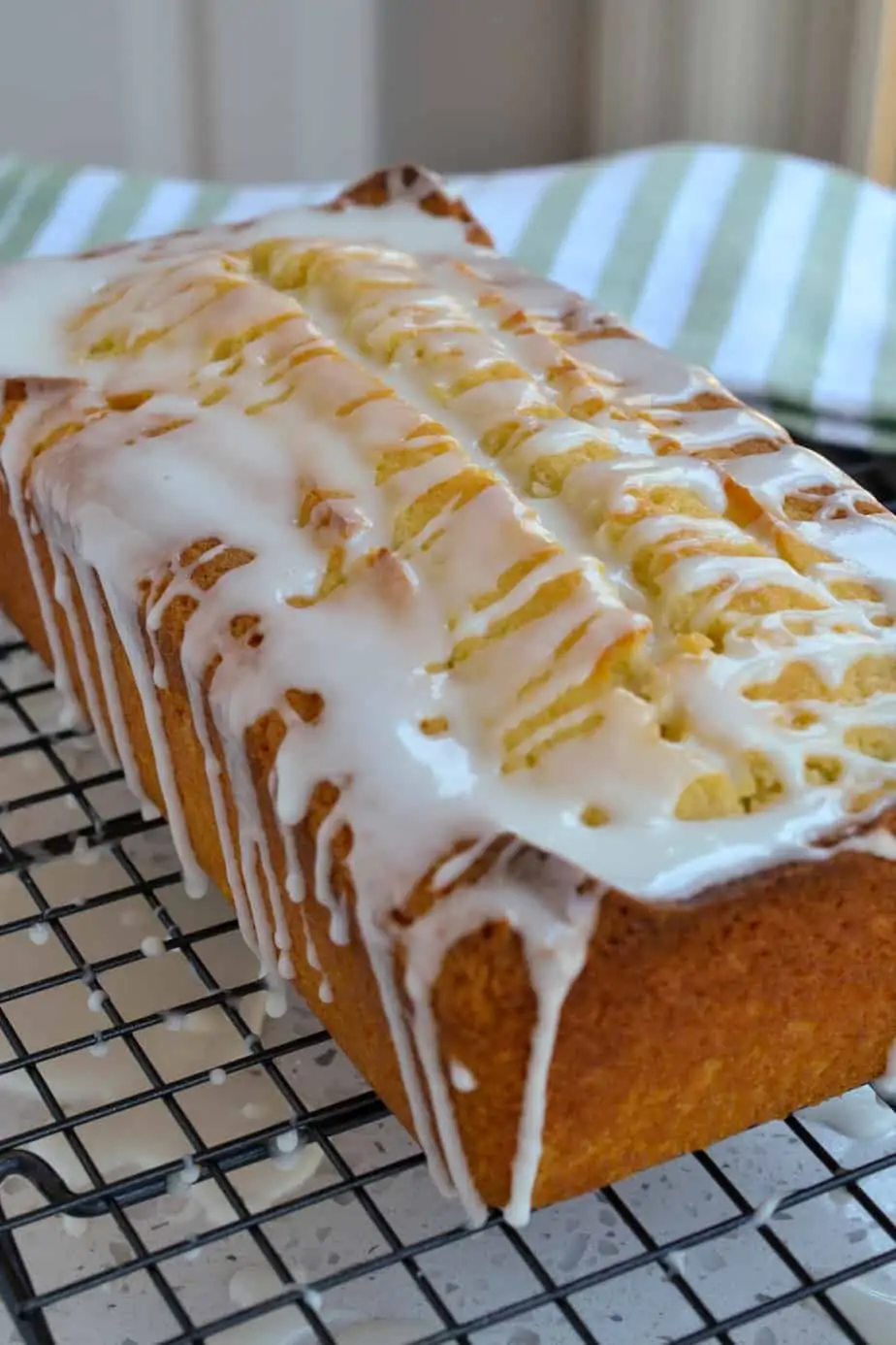 A whole loaf of glazed lemon pound cake 