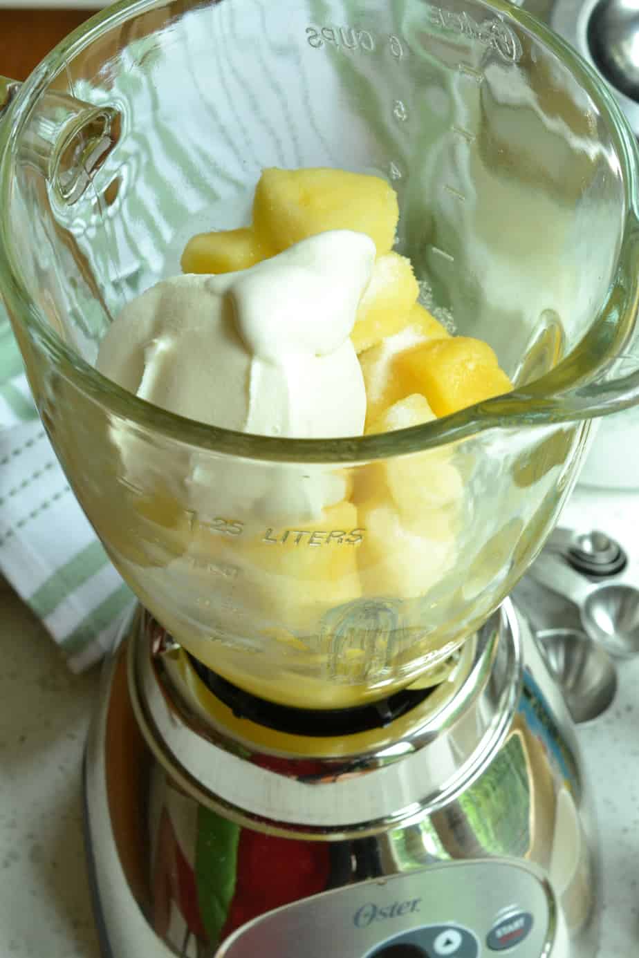 Place all the ingredients for dole whip in a blender. 