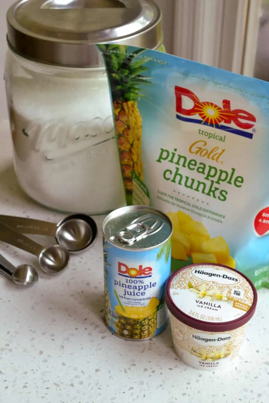 The ingredients needed to make Dole Whip