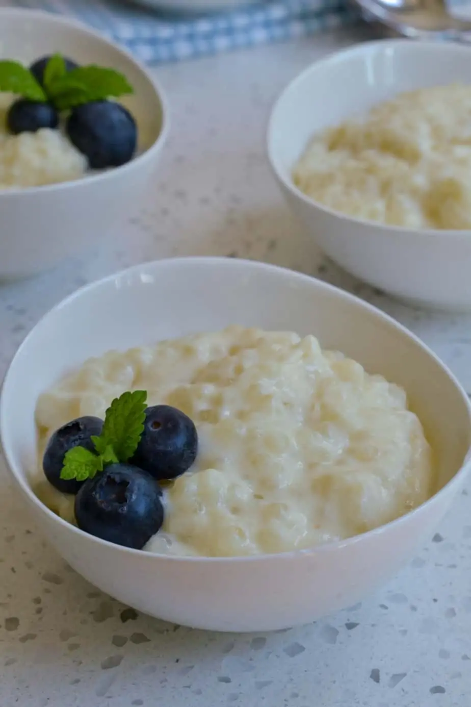 Homemade tapioca pudding in a bowl. 