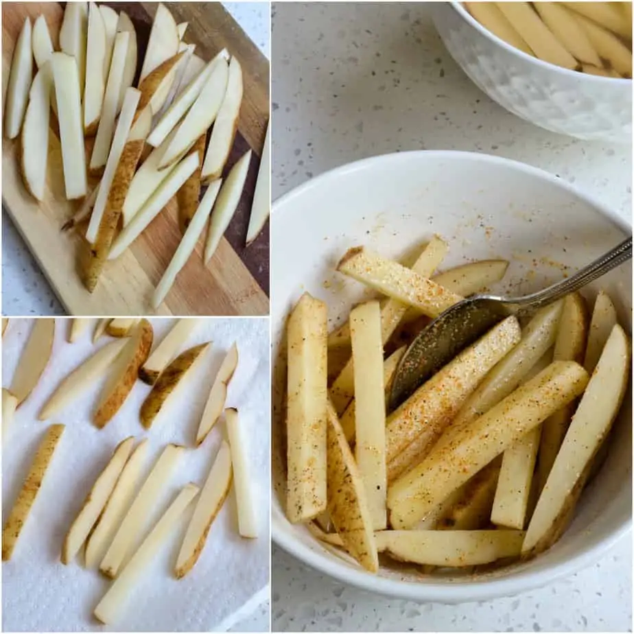 There are several steps to making air fryer fries. 